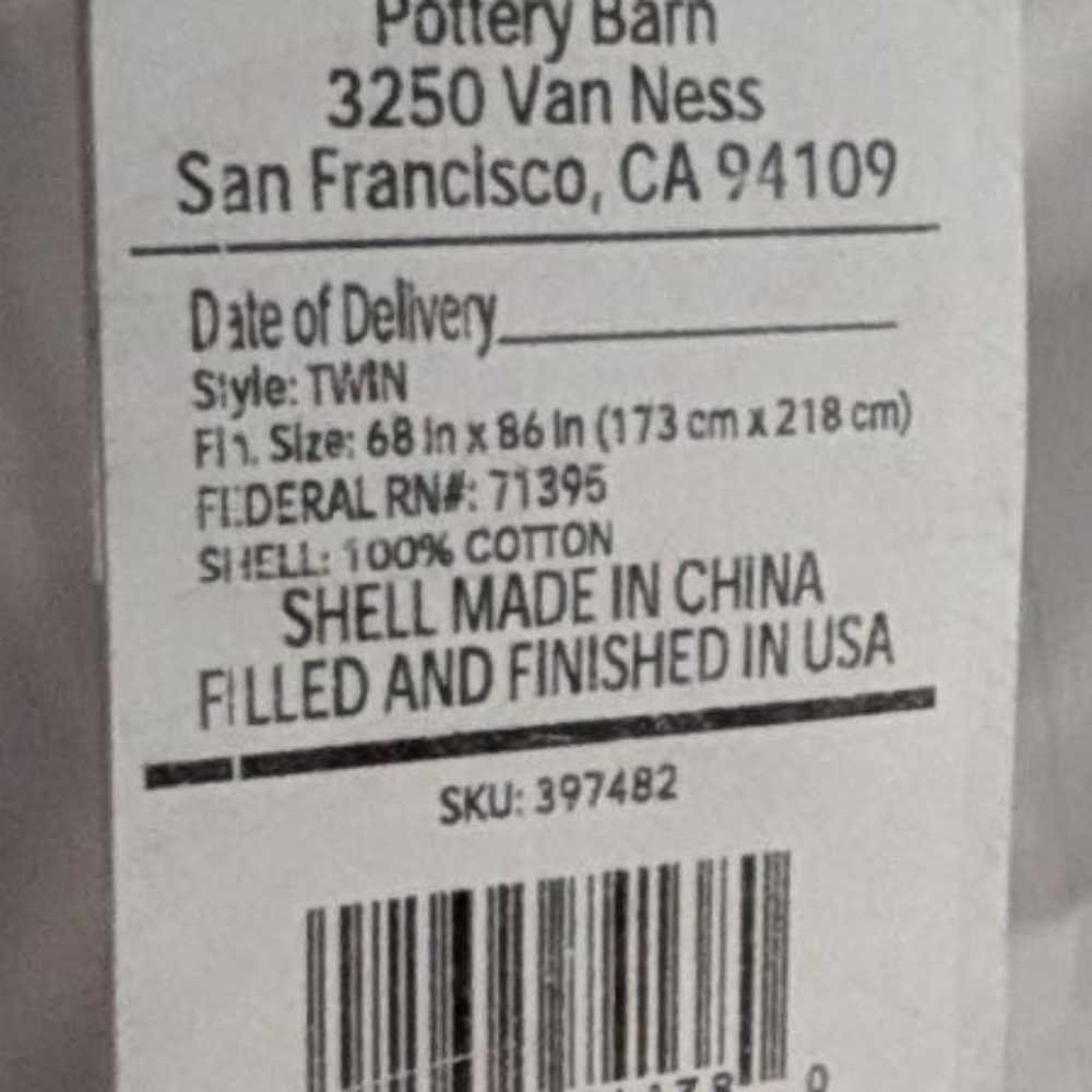 New Pottery Barn Down Alternative OEKO TEX Twin Size Heavy Comforter. - Picture 9 of 10